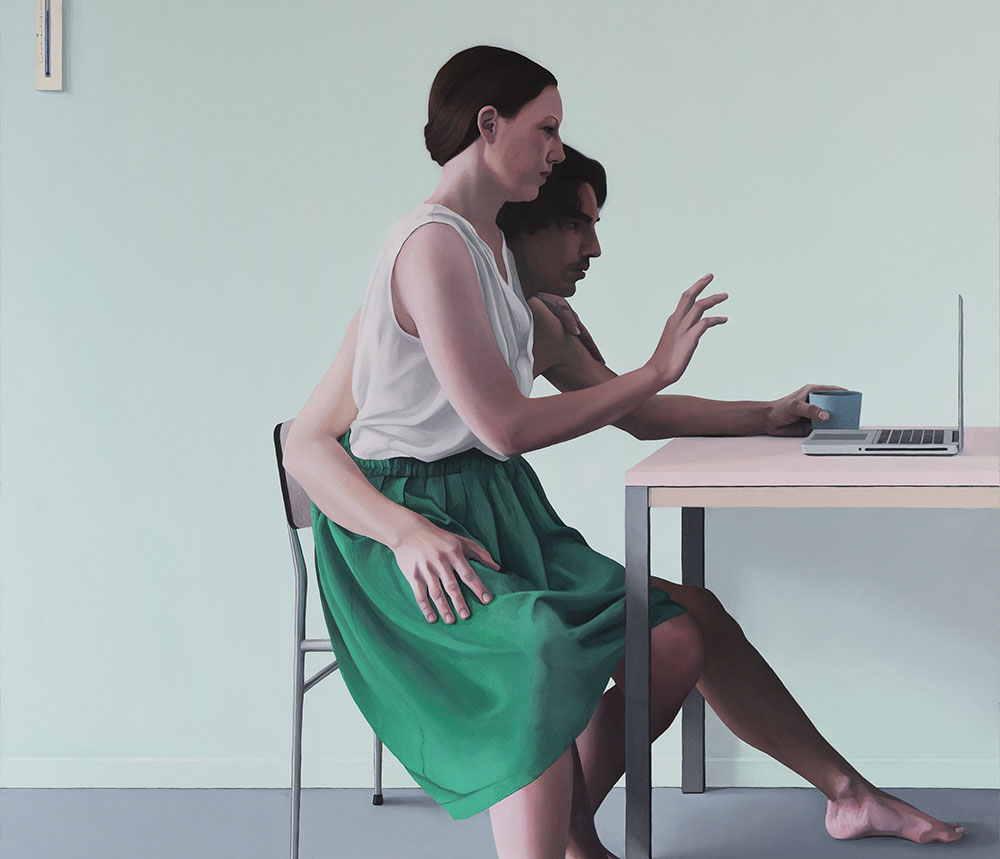 Marius Pons de Vincent - "Eléonore et Florent", 2021 - Huile sur bois, 130 x 110 cm © Emilie Vialet