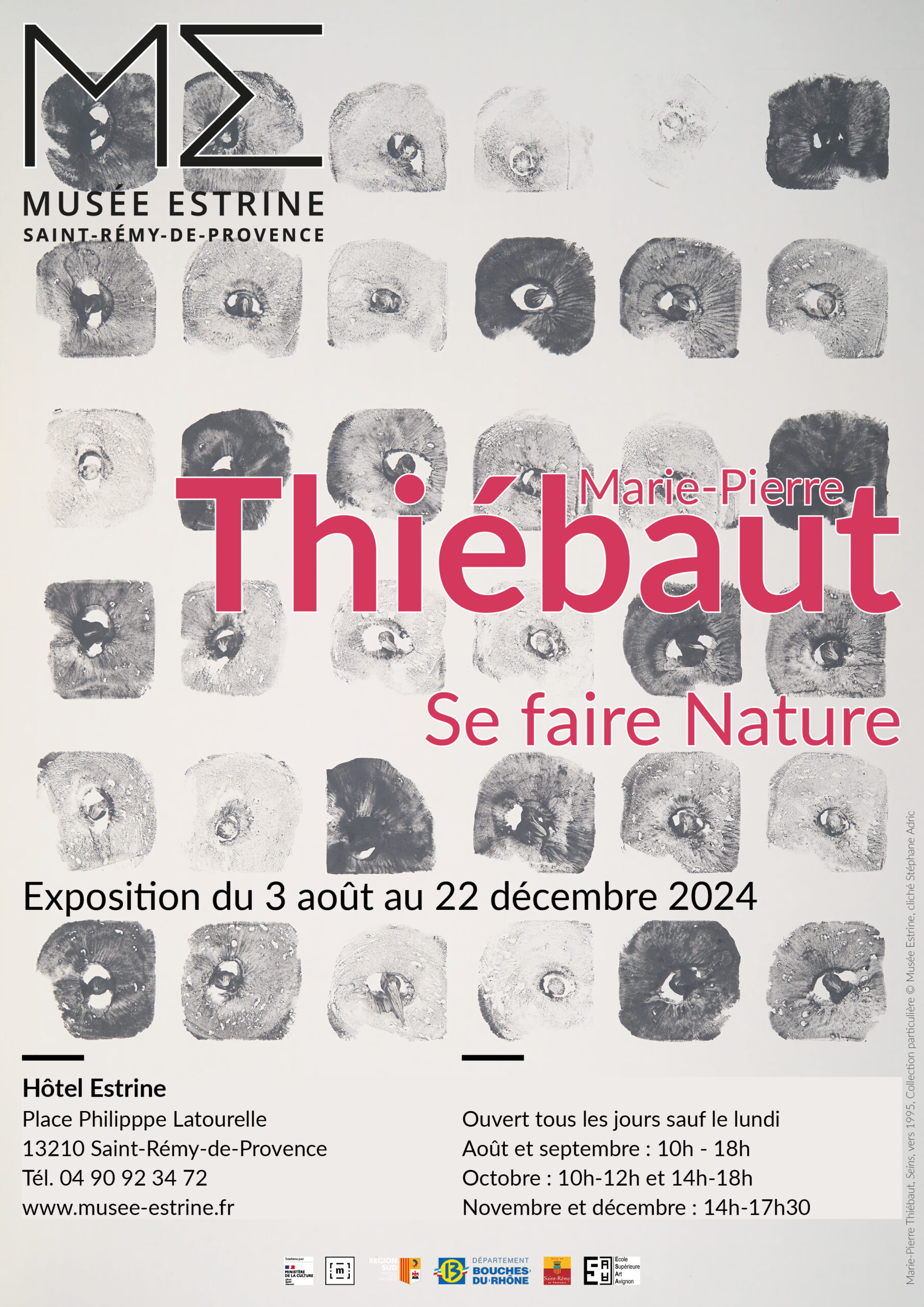 Marie-Pierre-Thiébaut Seins, vers 1995
Empreintes de terre sur carton quadrillé au crayon
Collection particulière
© Musée Estrine, cliché Stephane Adric